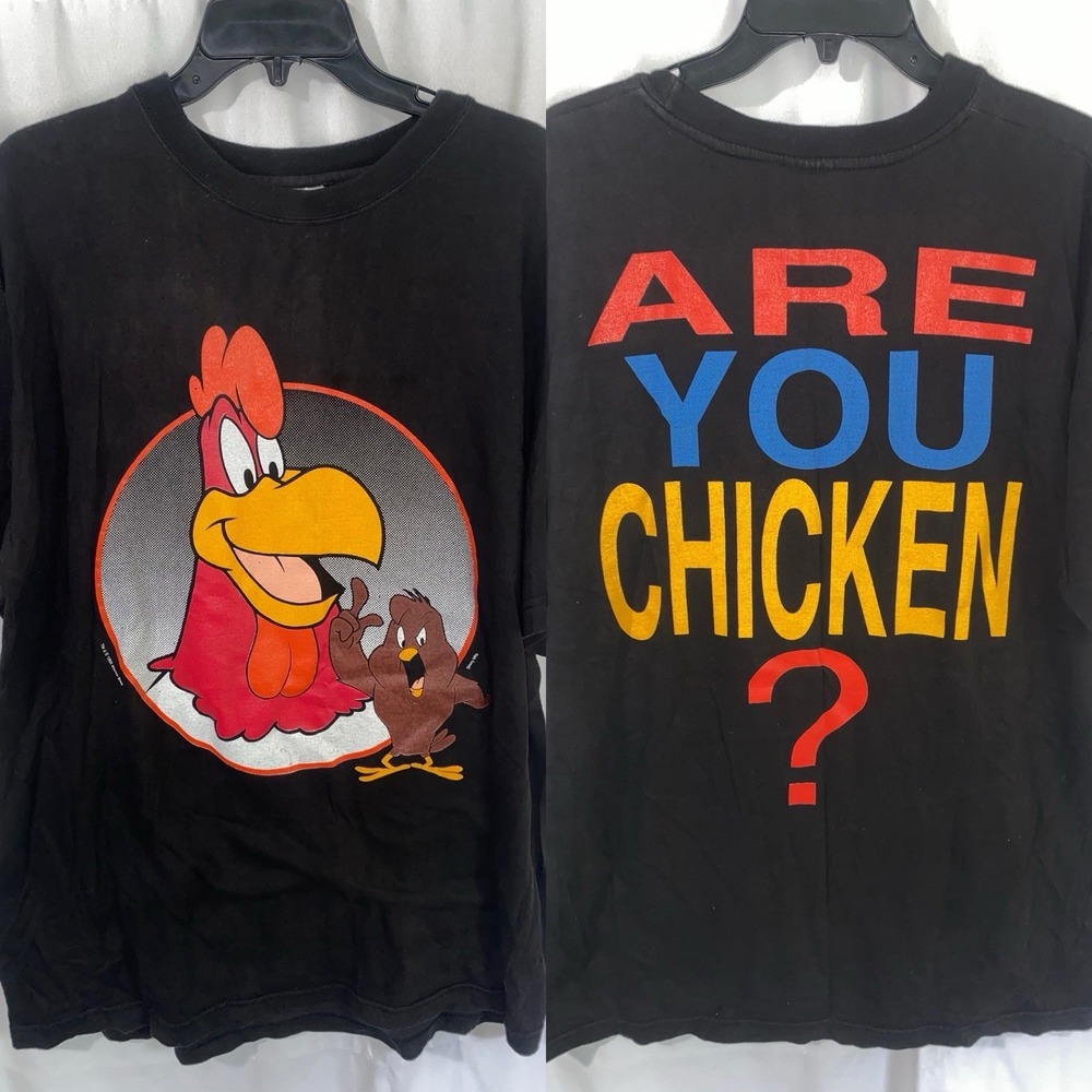 Vintage 90s Looney Tunes Foghorn Leghorn Henry Hawk Are You Chicken T Shirt XL
